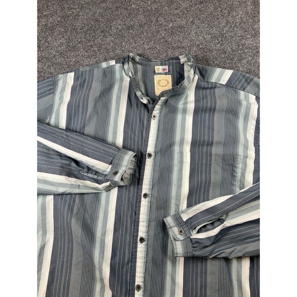 VTG Wah Maker Frontier Shirt Mens L Striped Band Collar Long Sleeve Western USA